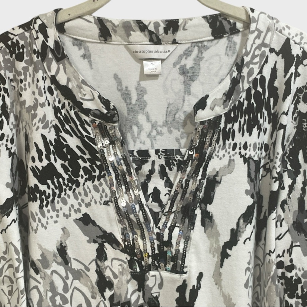 Christopher Banks Sequins Animal Print Mixed Media Size XL - Picture 4 of 10